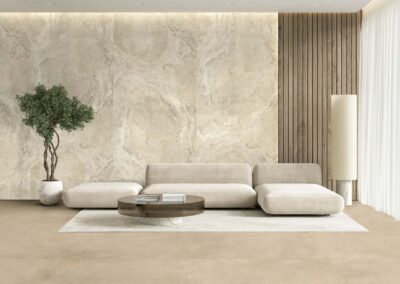 Living con grandi lastre Navona Soft Candido