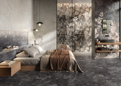 Ambientazione con rivestimento Portofino White e Portofino Black
