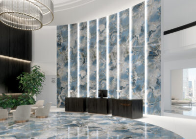 Rivestimento Tagina Onice Reale nella tonalita Oceano
